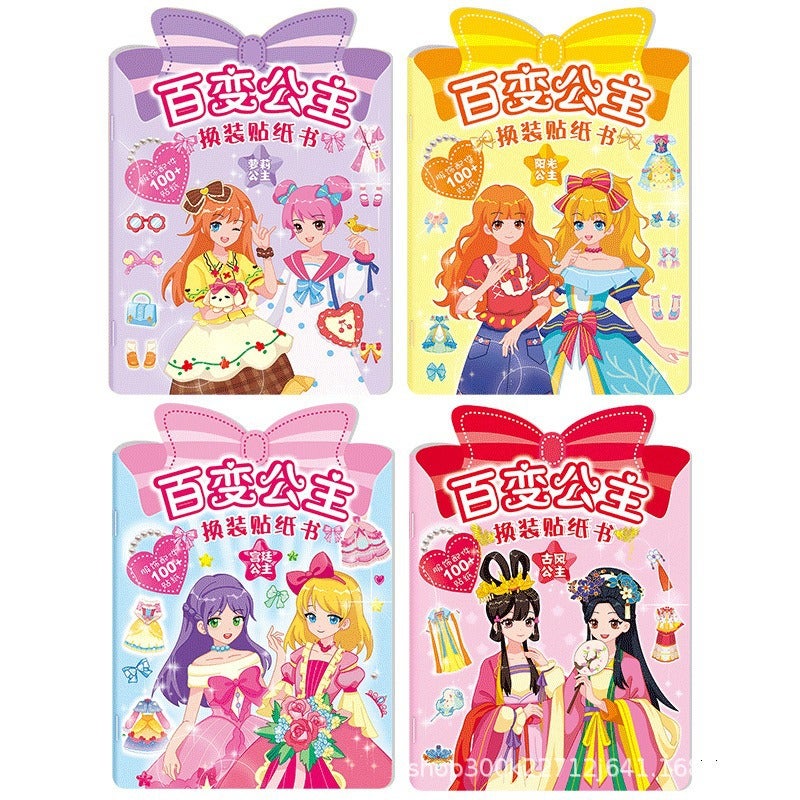 كتاب ملصقات تنكر الأميرة للأطفال البنات، كتاب هادئ مع ملصقات لاصقة، مجموعة ألعاب تعليمية - Image 1